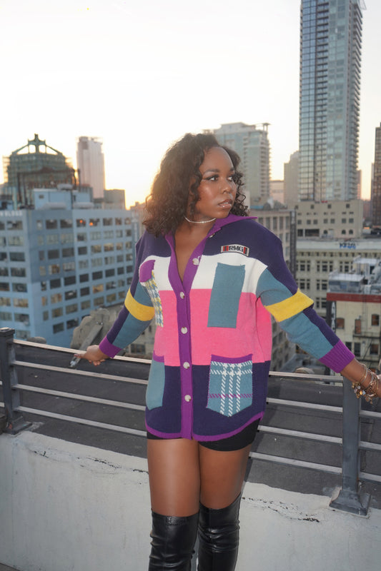 Ashley Banks | Color block plaid cardigan