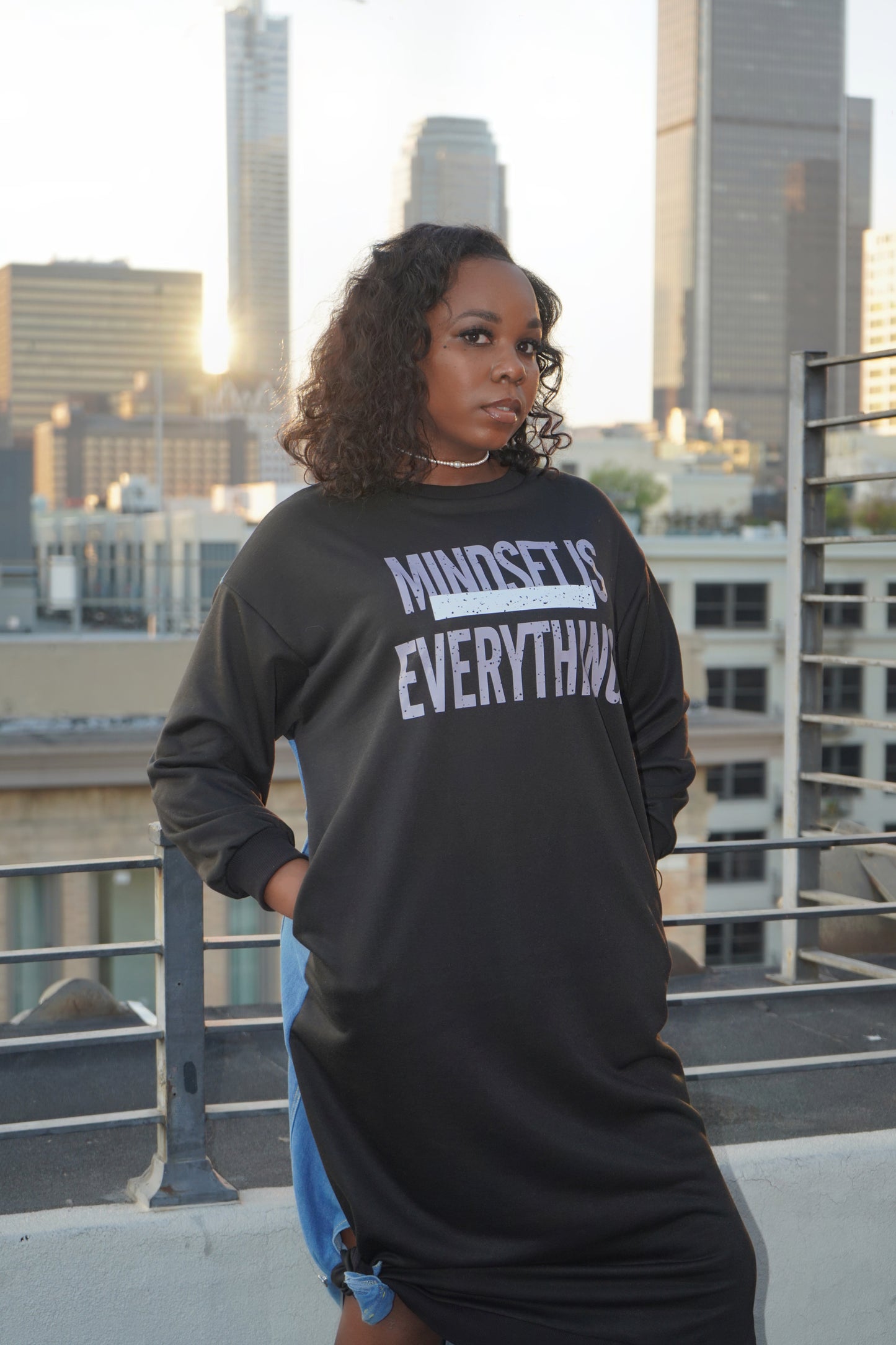 Mindset is everything | Denim Sweater Dress