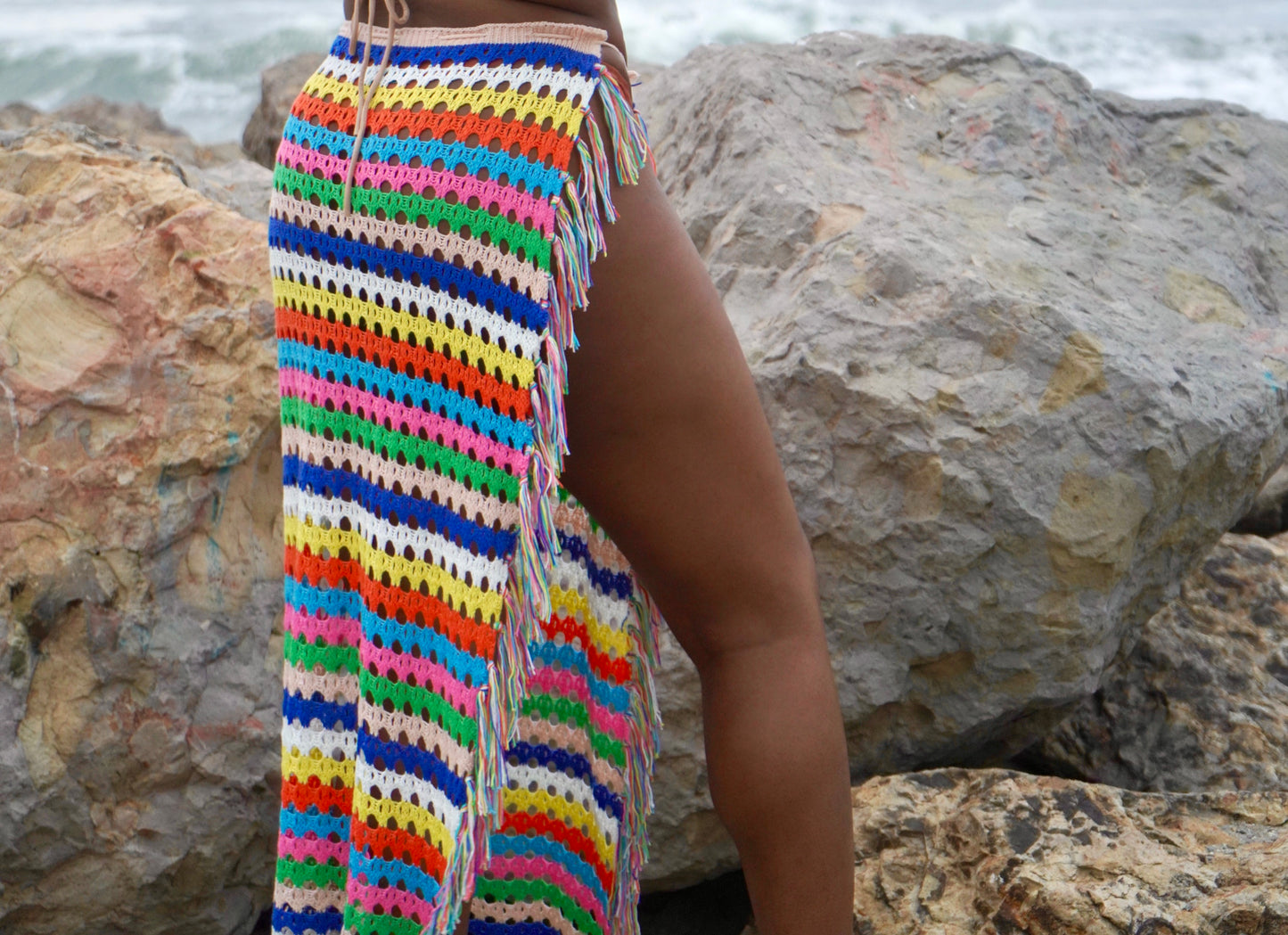 Lets go to the beach | multicolored crochet skirt cover up